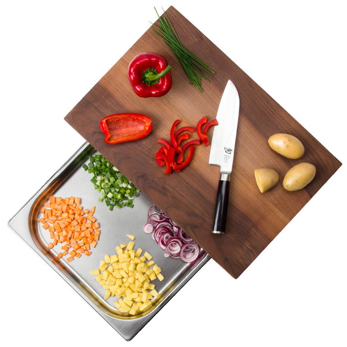 Continenta Tabla Cortar Con Bandeja 48X32,5 de Madera de Nogal con Cajón de Acero Inoxidable Continenta Tabla Cortar Con Bandeja 48X32,5 de Madera de Nogal con Cajón de Acero Inoxidable